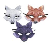 Healeved Fox Creative and Lightweight Design 3pcs Half Face Costume Masks Made of Comfortable Eva Material for Halloween Party and Cosplay Fit for Most People for Men and Women