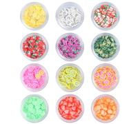 Healeved Fruit Slice Nail Art Decorations with 12 Kinds of Mixed Style Plastic Clay Slices in Plastic Box for DIY Nail Art Accessories and Easy Storage