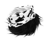 Healeved Funny Hip Hop Wig Knit Hat with Attached Hair Color Block Wool Beanie for Men and Women Party Headpiece for Halloween and Christmas and Stylish Fashion Accessory