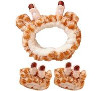 Healeved Giraffe Face Wash Headband and Wrist Scrunchies Set, Waterproof Cartoon Animal Design, Soft Elastic Hair Accessories for Skin Care and Spa Use, Suitable for Women’s Daily Face