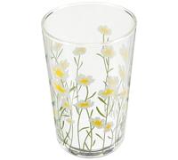 Healeved Glass Coffee Mug with Daisy Floral Print, 300ml Glass Cup for Home and Office, Small Flat Bottom Espresso Cup with Handle, for Coffee and Tea Drinking