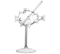 Healeved Globefish Shape Cocktail Glass Creative Pufferfish Wine Goblet Transparent Glass Cup for Party Banquet Home Bar Use 7.48X5.91X3.15In