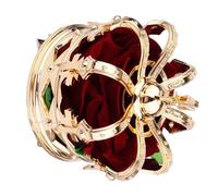 Healeved Golden Three Dimensional Crown Hairpin for Halloween Party Queen Coronation Durable Cosplay Headdress with Fit Elegant Red Party Queen Hair Clip for Women