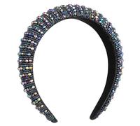 Healeved Gorgeous Rhinestone Headband for Women Elegant Crystal Hair Accessory for Parties and Festivals Comfortable Wide Brim Design for Stylish Look Handmade Pearl and Bead Detail Brides
