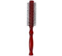 Healeved Hair Brush Wood Handle with Nylon Bristles for Curling and Volume, Hair Styling Comb for Elastic Roots and Bangs, Red Brown, Designed for Home and Salon