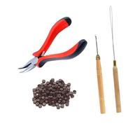 Healeved Hair Extension Pliers with Silicone Lined Micro Rings Curved Head Pulling Hook Lightweight Handle Professional Hairdressing Kit for Braids and Extensions