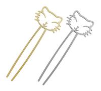 Healeved Hair Stick for Women 2pcs Girls Hair Fork Cat Design for Parties Shows