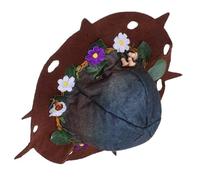 Healeved Halloween Witch Hat Felt Pointed Wizard Cap with Floral Crochet Design Lightweight Comfortable Headpiece for Adults Portable Halloween Photo Prop and Party Ornament Indoor Outdoor