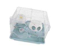 Healeved Hamster Cage Easy Cleaning with Metal Wire Double Layer and Plastic Base, 2 Tier Multilevel Featuring Exercise Wheel and Climbing Platforms and Dynamic Play Area Small Pet Habitat