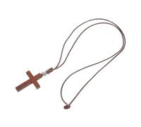 Healeved Handcrafted Wooden Cross Pendant for Men Women Unique Prayer Cross for Baptism First Communion Christmas Light Brown Charm