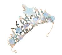 Healeved Handmade Alloy Mermaid Crown with Rhinestones and Seashells Ocean Themed Princess Tiara for Women Wedding Birthday Headpiece Elegant Bridal Keepsake