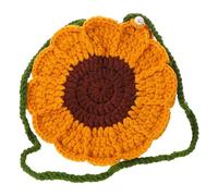 Healeved Handmade Crochet Bags Women's Crochet Bag Vintage Chic Yarn Comfortable Fit Handsfree Convenience Sunflower Motif Crossbody Purse for Long Outings and Daily Use