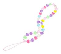 Healeved Heart-shaped Acrylic Phone Chain Charm, Decorative and Anti-theft Mobile Phone Lanyard with Light and Smooth Beaded Design, for Daily Use Random Color