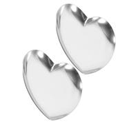 Healeved Heart Shaped Metal Ring Dish Scratch Resistant Jewellery Tray Stainless Steel White Large Capacity Anti-slip for Rings and Fruit Home Dresser Decoration Valentine's Day Gift