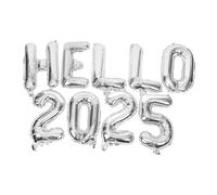 Healeved Hello 2025 Foil Balloons Set Silver Number and Letter Party Decorations for New Year Eve and Graduation Celebration Supplies