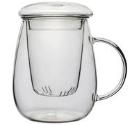 Healeved High Borosilicate Glass Tea Mug Set with Strainer and Lid, 550ml Loose Leaf Tea Cups for Office and Home Brewing, 3pcs Glass Teacup Set