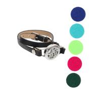 Healeved Hollow-out Stainless Steel Aroma Fragrance Diffuser Bangle Lightweight PU Leather Band for Women Stress Gift for Girlfriends Mothers Sisters