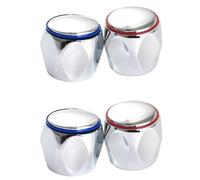 Healeved Hot Cold Faucet Knob Handles Easy to Install Replacement 2 Sets Silver Abs Plastic, Universal Fit Faucet Accessories for Kitchen and Lavatory