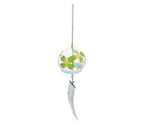 Healeved Japanese Style Glass Wind Chimes with Four-leaved Leaf Pattern and Sweet Sound, Handmade Painted Glass Wind Bell for Garden and Backyard Decoration