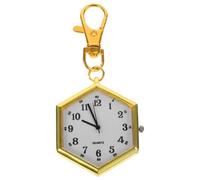 Healeved Key Buckle Pocket Watch Hexagonal Gold Vintage Hanging Watch Key Ring Decor Student Exam Accessory Suitable for Everyday Use