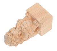 Healeved Khaki Wood Decorative Finials Pair of Fu Foo Dogs Roman Bridge Design Solid Wood Sturdy Stable Finials for Home Decor