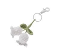 Healeved Knitted Flower Shape Pendant Woven Key Chain Crafts Decor Woolen Yarn Material Lovely Creative Design Flower Shape Decoration Easy to Store Daily Style for Bag Backpack