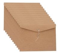 Healeved Kraft Paper Document Envelopes Standardized for Bulk Filing with String Tie Closure 12pcs Expandable Filing Wallets Secure Paper for Semesterend Document Grouping and Home Use