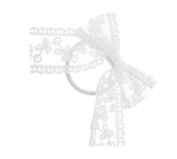 Healeved Lace Bow Hair Ring Fabric Lace Bow Hair Accessory Elegant Chic Soft Elastic Design Ponytail Holder for Women Daily Life Weddings