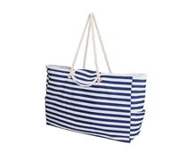 Healeved Large Capacity Portable Beach Tote Bag for Women Reusable Storage Handbag with Stitching Chic Blue and White Striped Shoulder Bag for Shopping Travel Picnic and Daily Use