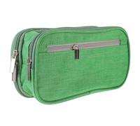 Healeved Large Capacity Three Layer Pencil Pouch for School Supplies | Nylon and Aluminium Alloy Build, Portable Storage for Pens, Rulers, Glue, Coins, Green Finish