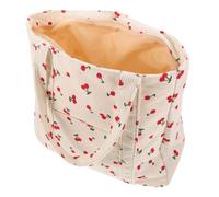 Healeved Large Corduroy Tote Bag with Cute Cherry Print Spacious Shoulder Handbag for Women Everyday Shopping and Travel Comfortable Casual Tote for Work and Daily Use
