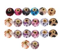 Healeved Large Hole Beads for Crafts 20pcs Round Leopard Print Spacer Beads for Jewelry Making Soft Textured DIY Bracelets Keychains