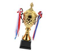 Healeved Large Metal Sports Trophy Cup with Easy Handling and Maintaining Shine Features, Creatively Designed Orange Trophy for Award Ceremonies and Display Collection