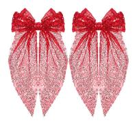 Healeved Large Red Sequin Hair Bow Clips 2pcs Sparkly Glitter Cheerleading Hair Accessories for Girls Valentines Day