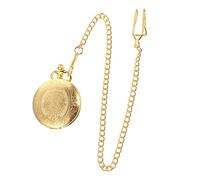 Healeved Large Vintage Pocket Watch Golden Floral Pattern Alloy Quartz Pocket Watch for Men and Women Retro Carved Design Collectibles