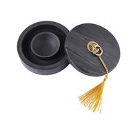 Healeved Lidded Chinese Inkstone Ink Well, Stone Calligraphy Inkwell, Black, Moisture-Preserving, Anti-Evaporation, for Painters and Calligraphers