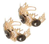 Healeved Lightweight Alloy Hair Crown Vintage Chinese Hanfu Hair Pins with Taichi Pattern 2pcs for Unisex Use, for Stage Performances and Theme Parties