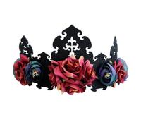 Healeved Lightweight Halloween Floral Headband with Elastic Band, Portable Halloween Head Garland for Entertainment Park and Party, Nice-looking Dark Style Hair Accessory