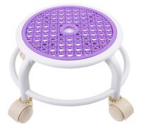 Healeved Lightweight round Rolling Pedicure Stool with Plastic Frame and Footrest, Compact Folding Foot Stool for Home and Nail Salon Use