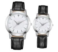 Healeved Luminous Lovers Watch Set 2 Pcs Simple Unisex Wristwatch Leather Strap Adjustable Size Waterproof for Couples