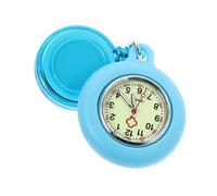 Healeved Luminous Nurse Watch Silicone Clip-on Quartz Doctor Pocket Watch Retractable Chain Light Blue Suitable for Medical Staff and Students Exam Use