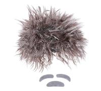 Healeved Mad Scientist Wig Set Crazy Old Man Costume for Boys and Girls Fake Beard Mustache Cosplay Wig for Halloween Party Dressing up