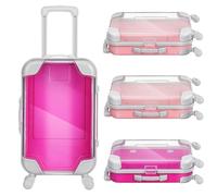 Healeved Makeup Tool Organizer Mini Suitcase Bag for Women Adorable Design Plastic Portable Wear-Resistant Cosmetic Case for Travel Use 16.5X8.5X5Cm