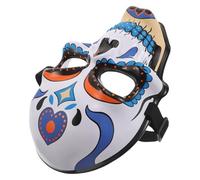 Healeved Mardi Gras Skull Mask Blue Plastic Full Face Skull Cosplay Mask for Mexican Masquerade Party and Day of The Dead Carnival Photo Props for Adults