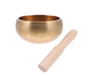 Healeved Meditation Copper Singing Bowl Set Soothes the Mood and Provides Voice with Wooden Mallet and Gasket, Golden Sound Bowl for Yoga Rooms for Spiritual Practitioners and Teachers