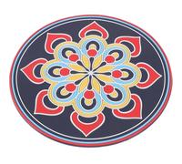 Healeved Meditation Sound Bowl Mat Large Mandala Print Rounded Cushion for Crystal Singing Bowls Religious Sound Therapy Pad in Navy Blue