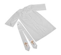Healeved Men's Clergy Church Costume Robe Set with Sash and Stole, Comfortable Polyester Material, Universal Fit Traditional Pastor Cosplay Robe for Themed Gatherings and Church Parties