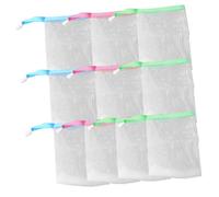Healeved Mesh Soap Saver Pouch 10pcs Facial and Body Cleaning Bag Foaming Net for Handmade Soap Shower Bath Use with Drawstring, Soft Skin Care Tool Random Color