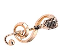 Healeved Microphone Brooch Pin Music Note Decorative Pin Elegant Golden Alloy Fashion Accessory Easy to Put on Versatile Brooch for Singers Dinner Party