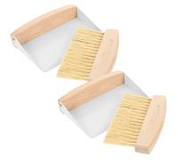 Healeved Mini Desk Cleaning Brush and Dustpan Set, 2pcs Small Keyboard and Car Vent Cleaner with White Sisal Bristles for Desktop and Interior Detailing